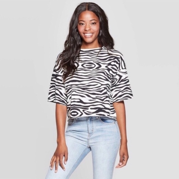 Grayson Threads Zebra Print Crop Top Small - Picture 1 of 3